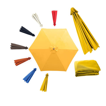 Patio Canopy Replacement Top For 6 Ribs, Fade Resistant Tear Resistant Outdoor Table Market Umbrella Canopy Cloth For
