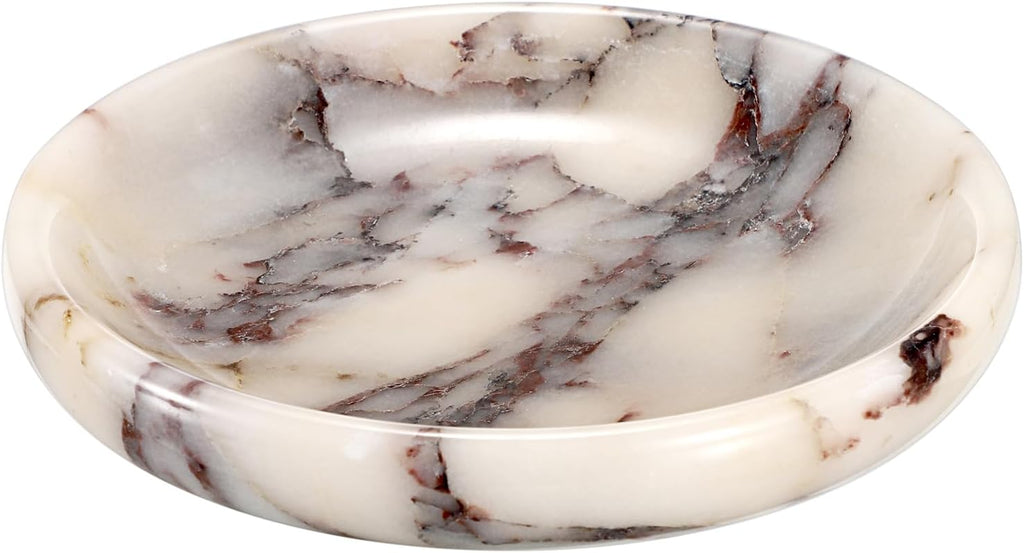 Decorative Key Holder for Entryway Table Round Key Bowl Marble Nightstand Organizer for Candle Jewelry Tray