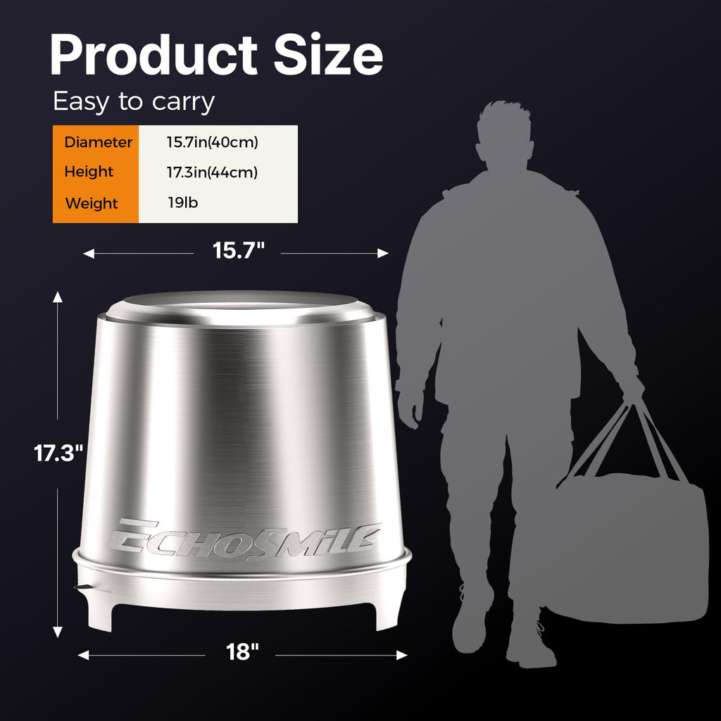 Smokeless Fire Pit 18'', Adjustable Stainless Steel Firepit