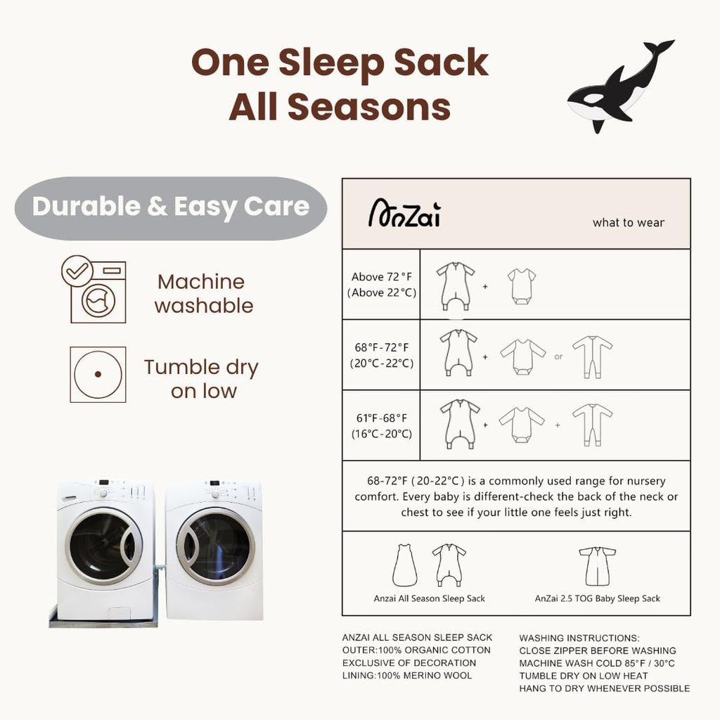 Merino Wool Organic Cotton Toddler Sleep Sack with Feet, Year-Round Removable Sleeves Wearable Blanket