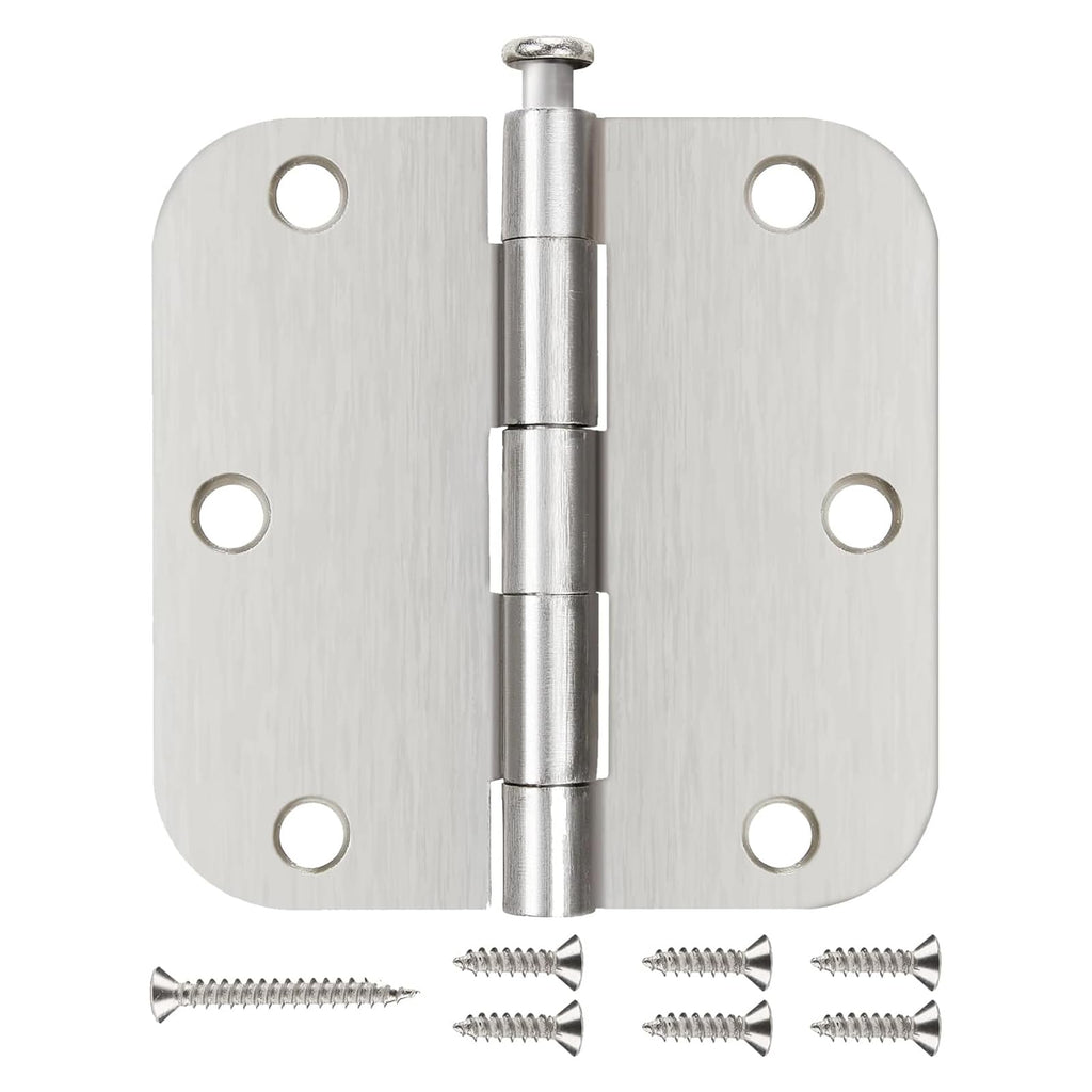 108 Pack Door Hinges Brushed Nickel 3.5 Inch with 5/8" Radius Corners