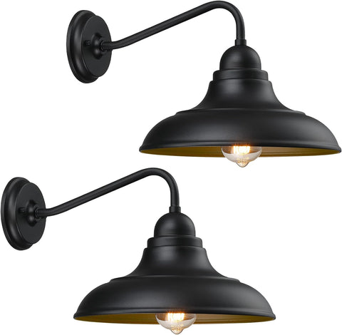 Wall Lights Wall Mount for House Farmhouse Wall Sconce Black Outside Lantern Classic Barn Lights Outdoor & Indoor, 12"_2 Pack A123-B09MCHG62Y