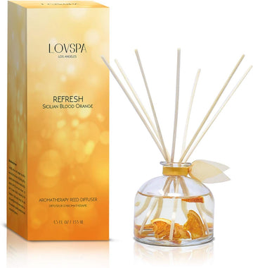 Reed Diffuser Set, Refresh Sicilian Blood Orange Scented Oil Diffuser with Sticks, Home Fragrance Accessories Shelf - Set of 45
