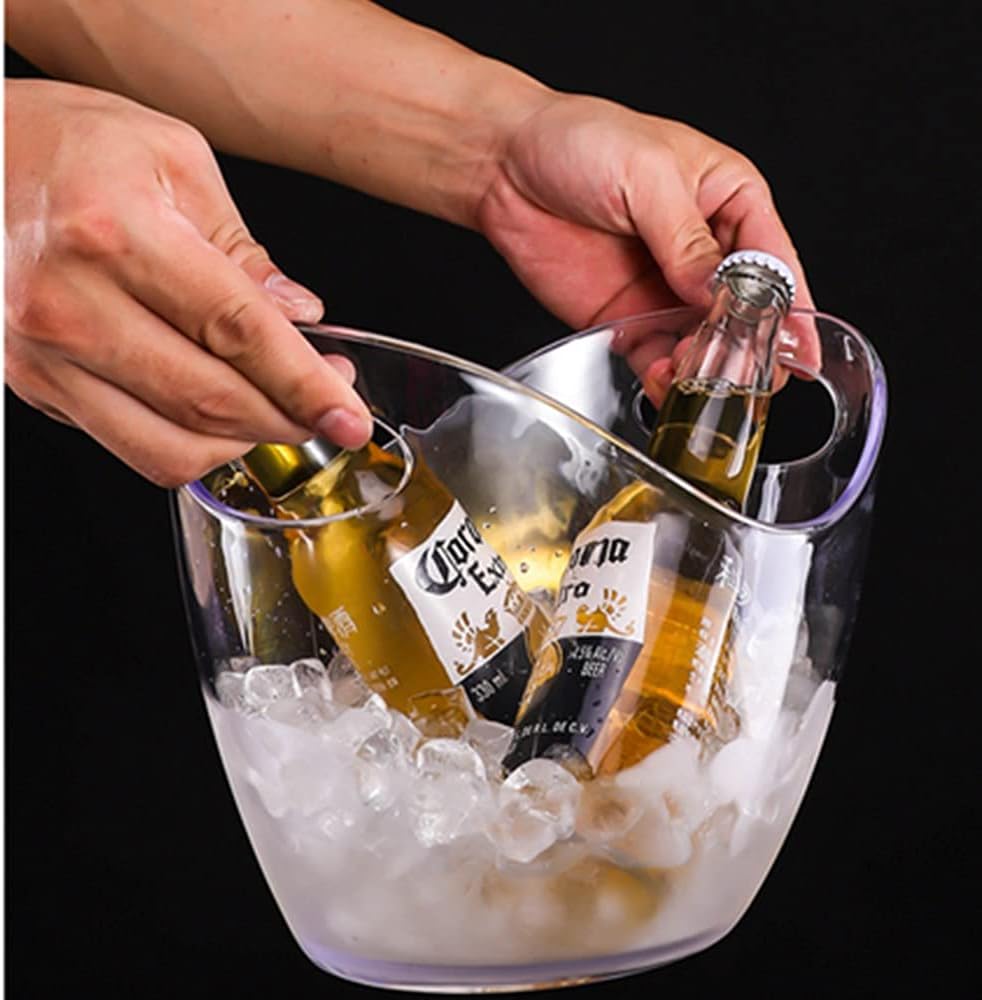 Wine Chiller & Party Beverage Tub, Clear Acrylic Food Grade Ice Bucket, 3.5LiterStorage Tub, See Through ice Tub