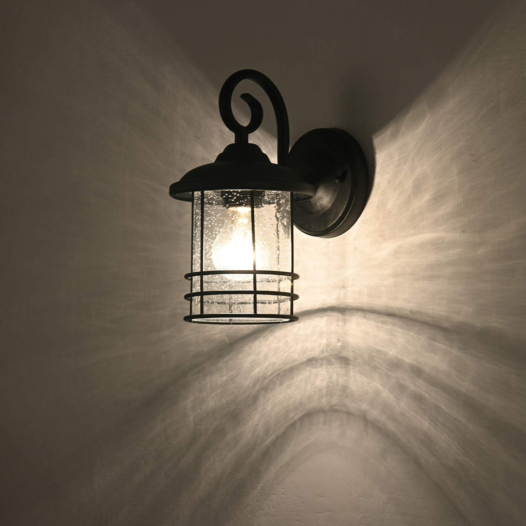 5.5" Wide Compact Narrow Farmhouse Matte Black Porch Light 2 Pack