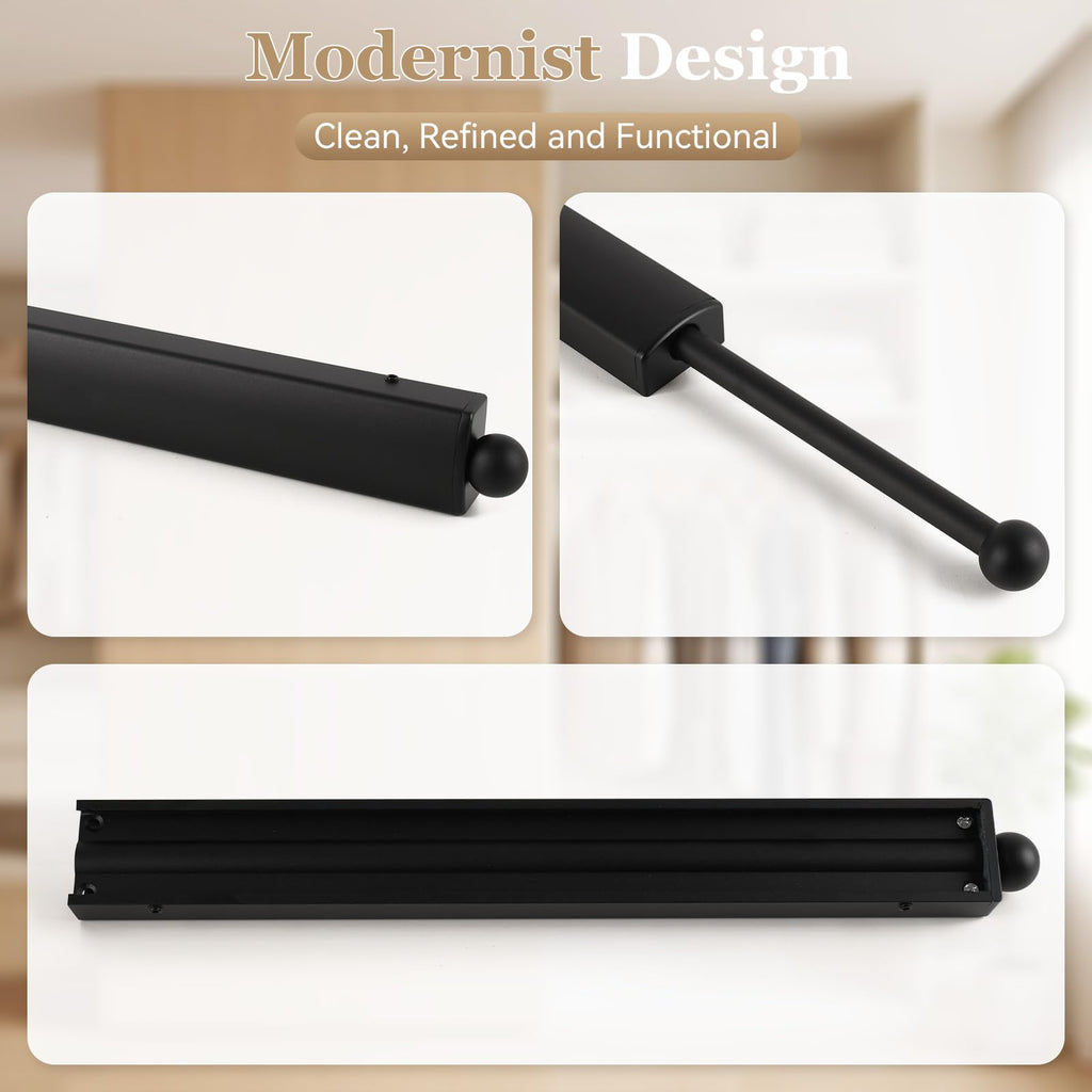 14" Valet Rod for Closets Pull Out, Black