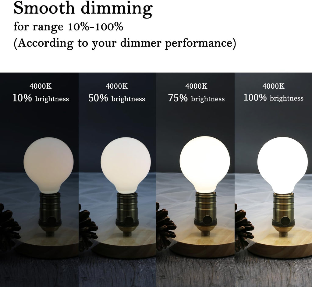 LED Edison Globe Light Bulbs, Neutral White 4000K CRI 90, LED Filament Light Bulb, 5W Equivalent to 40W, G25(G80)