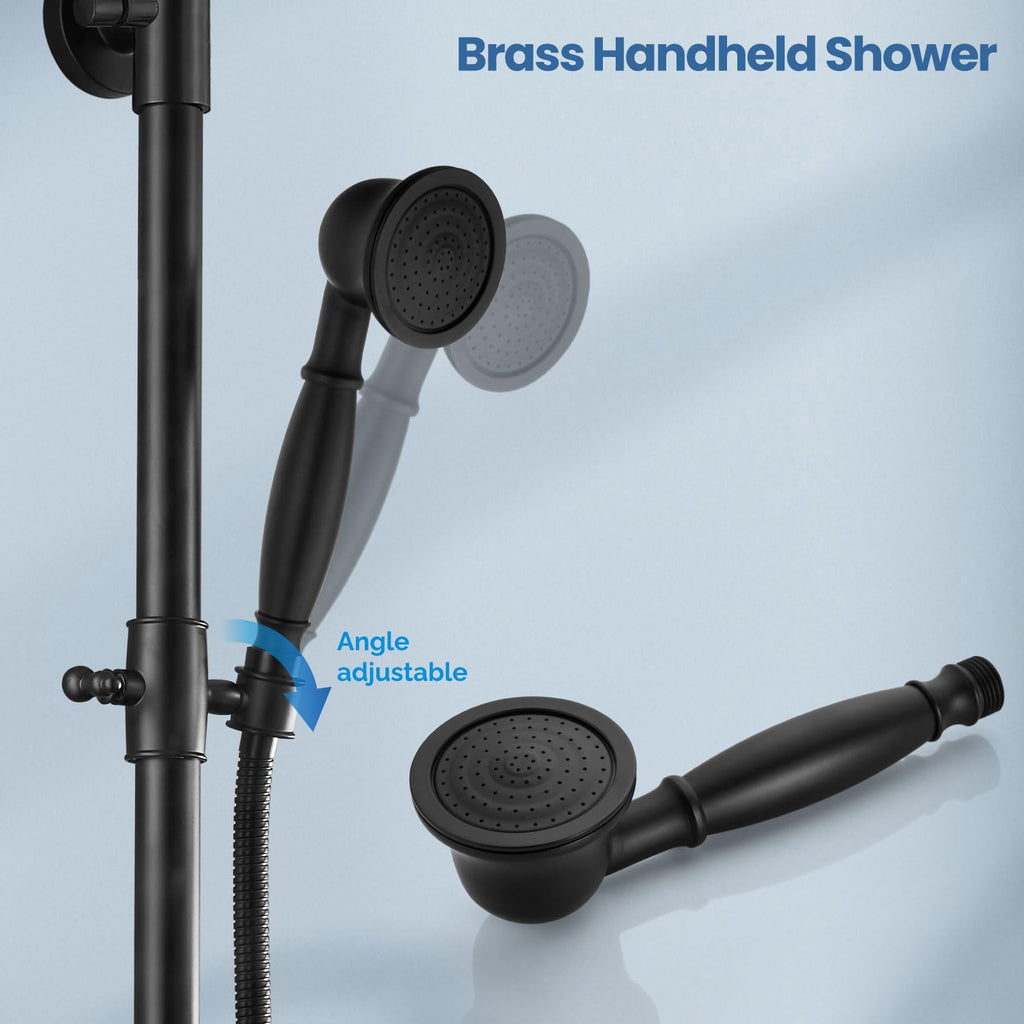 Matte Black Exposed Shower System with Handheld Spray