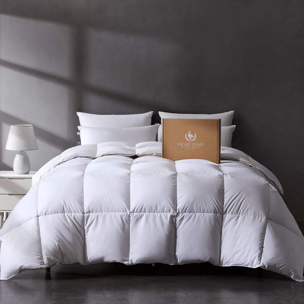 Luxury White Goose Feather Down Fiber Comforter Queen, All Season Hotel Collection Duvet Insert, Ult