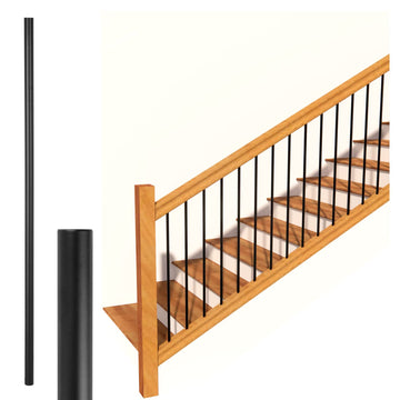 Iron Stair Balusters 5/8" Round x 44" Long, Hollow Wrought Round Spindles for Indoor Staircase, Powder Coated -(Satin