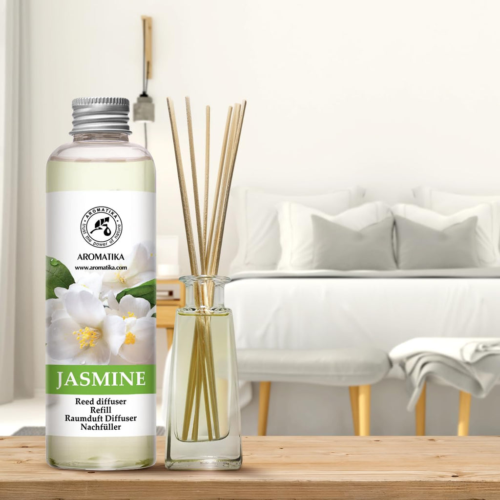 Jasmine Essential Oil 200ml - Natural Reed Diffuser Refill for Long-Lasting Fragrance - Jasminum Officinale Oil - Air