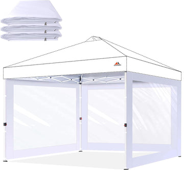Clear Window Sidewall for 10x10 Canopy Frame, 3 Pack Sunwalls Only, (White)