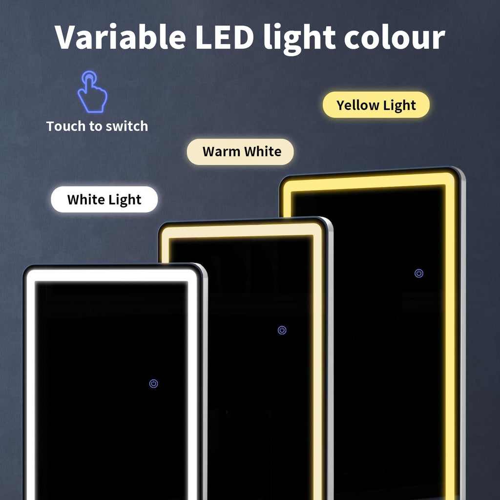 76"x34" Large LED Full Length Mirror with Dimmable Lights