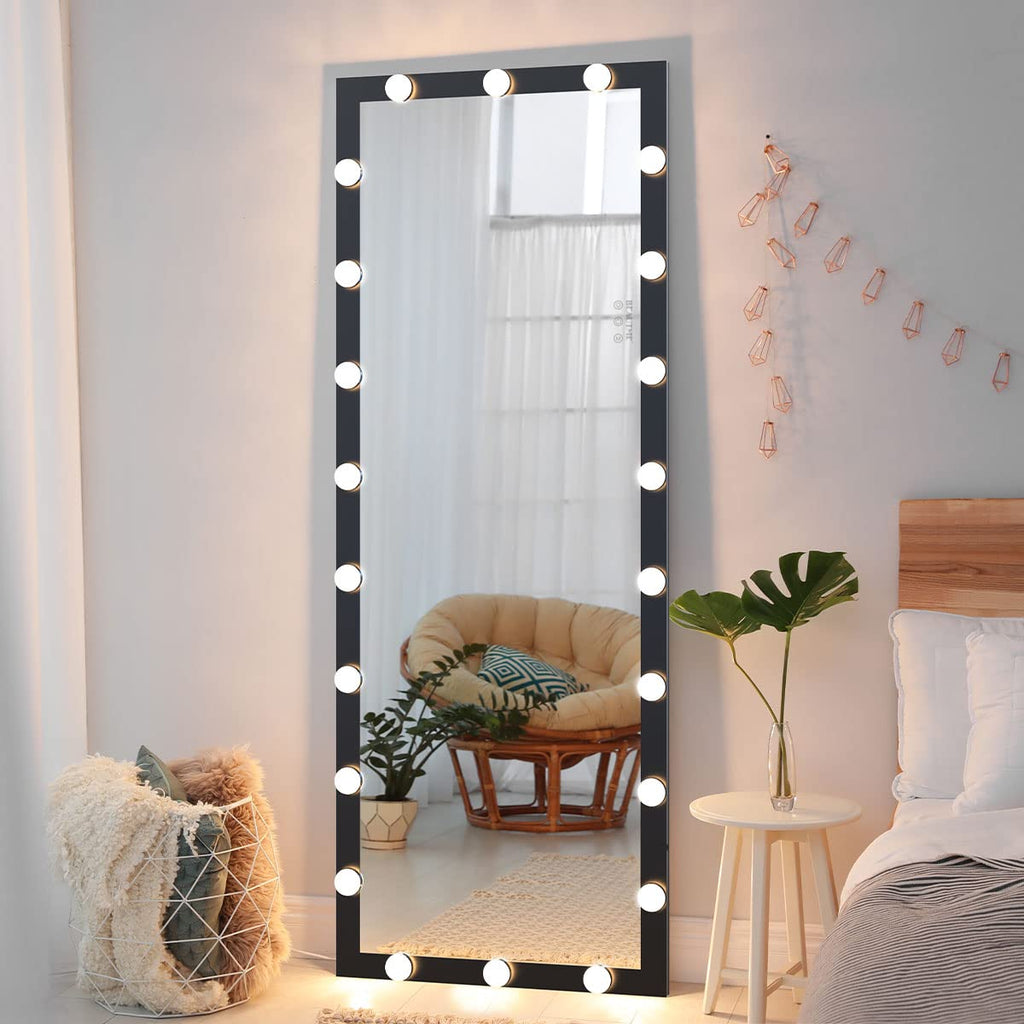 Full Length Mirror with Lights, 65" x 24" Led Standing Mirror, Wall Mounted and Floor Standing Bulbs, Wall Mounted