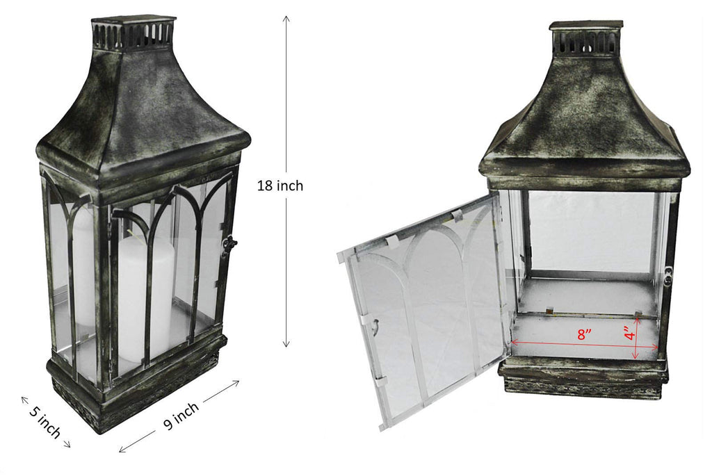 Large 18" Tall Wall Sconce Candle Holder Lantern Farmhouse Wall Décor | Wall Candle Sconce with Mirror Outdoor