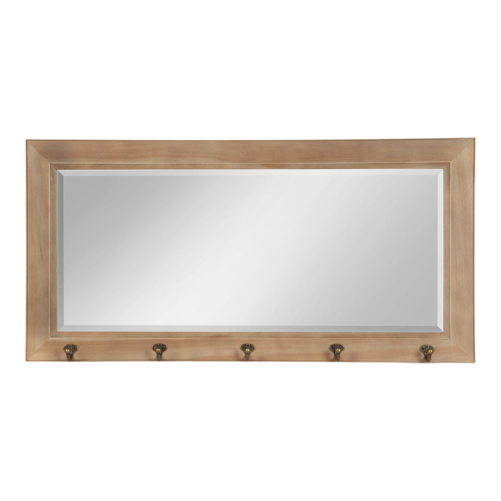 Pub Mirror with 5 Metal Hooks, Rustic Gray