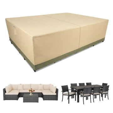 Rectangular Outdoor Furniture Cover for Sectional Sofa Set, 600D Waterproof Patio Set Cover for Lawn General Purpose