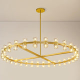 Modern Large 60inch Brass Gold Round Chandelier, 60-Light Crystal Chandelier for Living Room,Indoor Large Space Chandelier Fixtures,Farmhouse Wagon Wheel Chandelier,Including Lightbulbs A117-B0DWK3HS5R