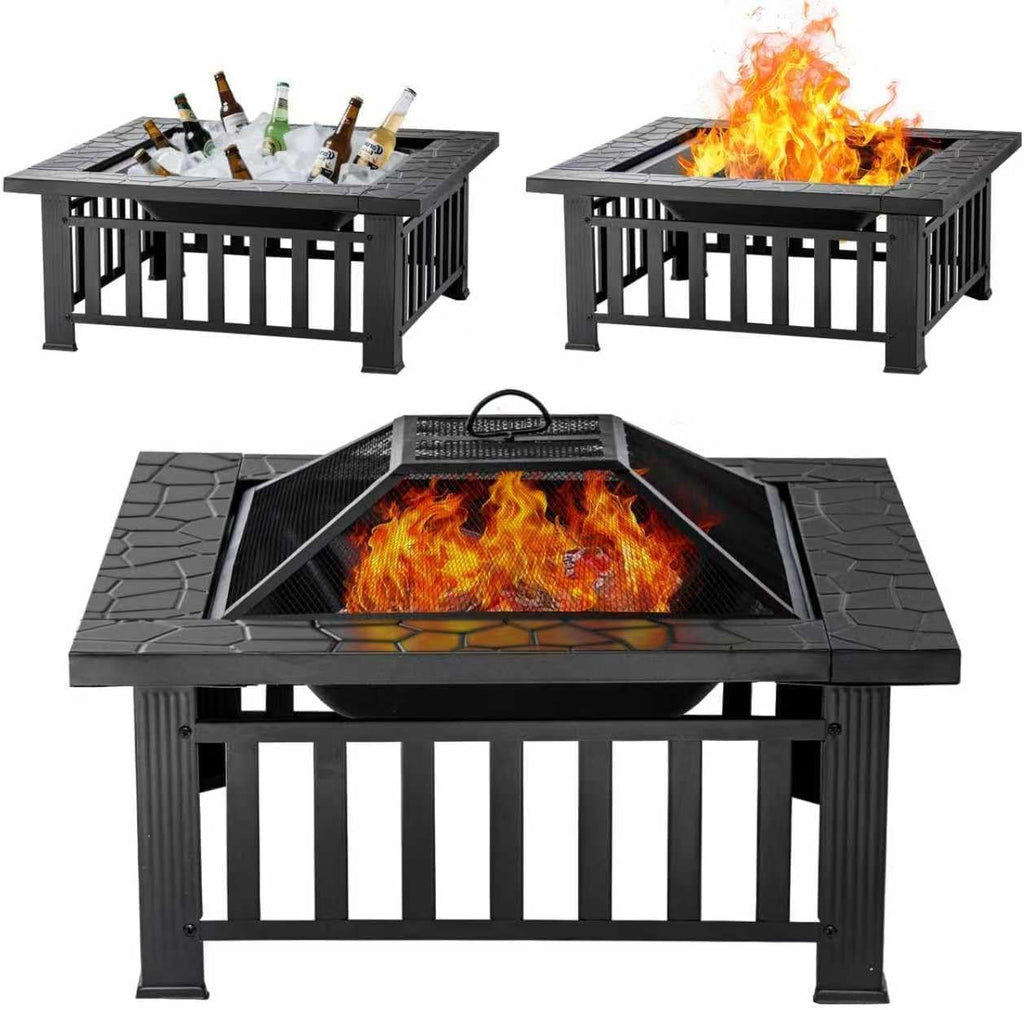 Fire Pit Table 32 Inch Square Metal Stove