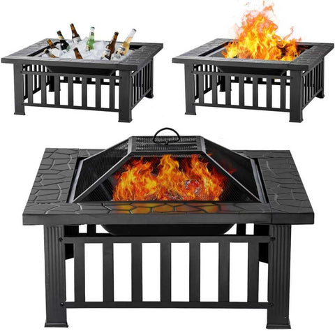 Fire Pit Table 32 Inch Square Metal Stove