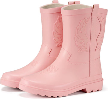 Western Cowboy Kids Rain Boots, Toddler Rubber Boots for Boys Girls
