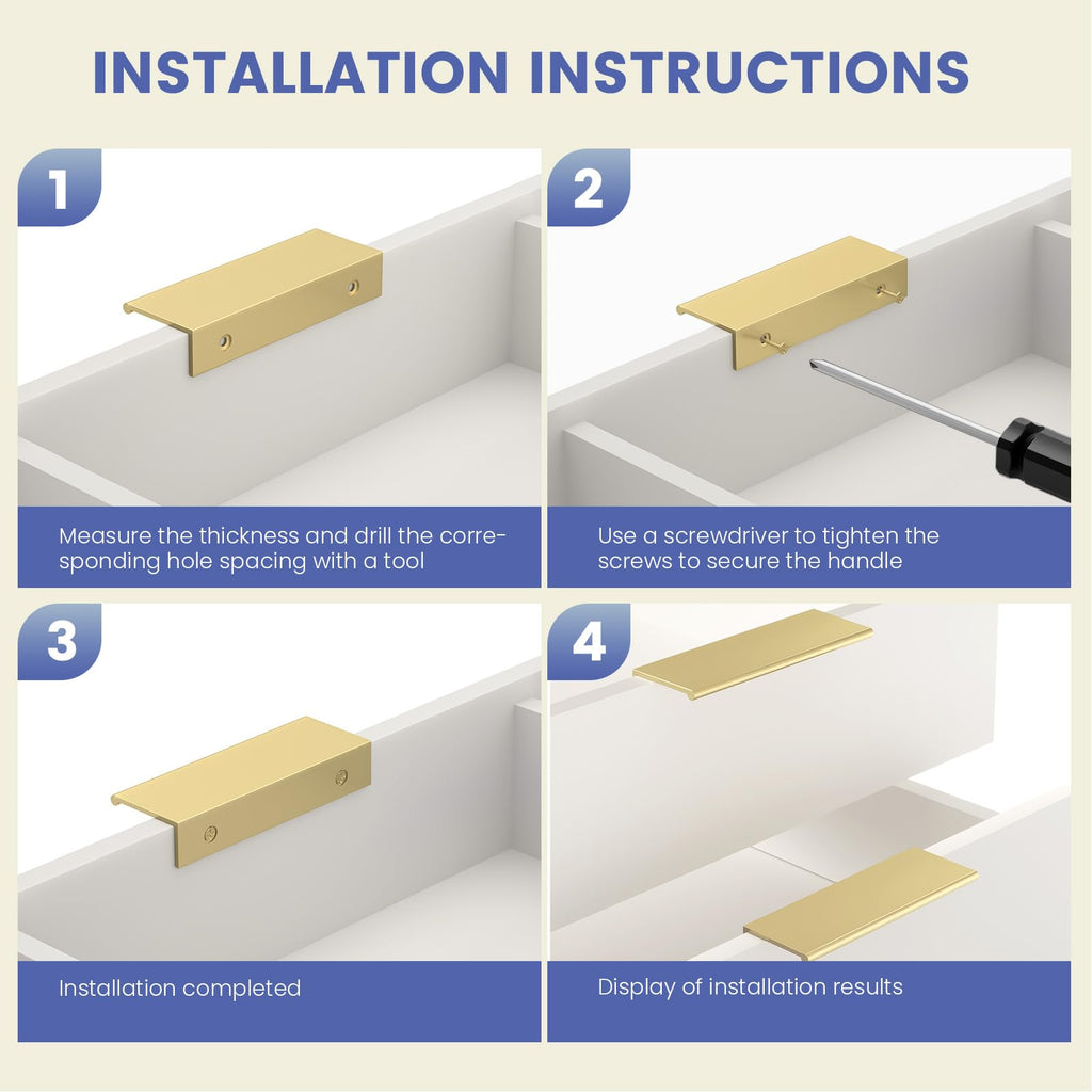 30 Pack Kitchen Cabinet Handles 5-1/16" Matte Gold Pulls Edge Pulls
