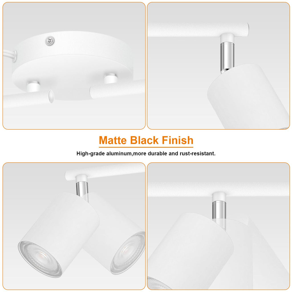 Plug in Track Lighting LED, Track Lighting Fixtures Ceiling, White 6-Light Kitchen Light Kit, Plug in Wall Light
