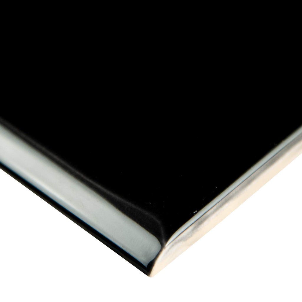 Urbano Ink 4 in. x 12 in. Glossy Bullnose Ceramic Subway Wall Tile, Backsplash, Shower, and Accent Wall