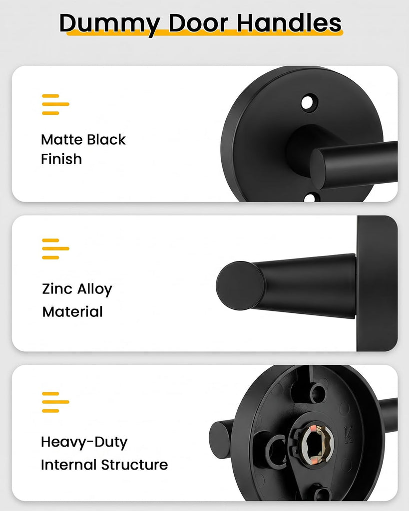 Black Door Handle Interior,Dummy Door Levers for Closets 1 Pack