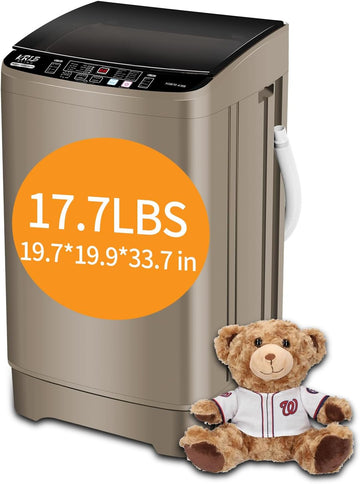 Full-Automatic Washing Machine 17.7 lbs Small Compact Portable 10 Wash Program & 8 Water Level Compact Washer with LED