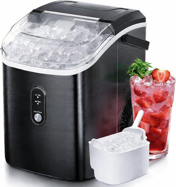 Nugget Ice Maker Countertop, 34 lbs/Day Pellet Ice Machine with Self-Cleaning, Fast Ice Ready in 10 Minutes, Portable