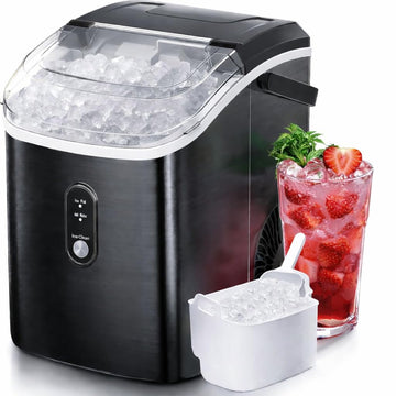 Nugget Ice Maker Countertop, 34 lbs/Day Pellet Ice Machine with Self-Cleaning, Fast Ice Ready in 10 Minutes, Portable