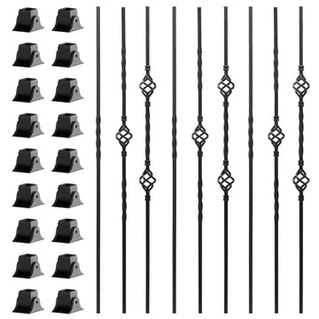 9-Pack Iron Balusters 44" x 1/2" Square Hollow Stair Spindles