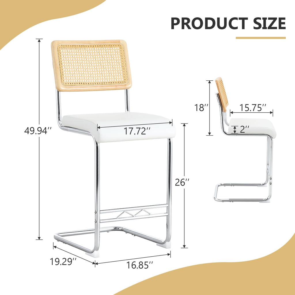 Modern Barstools Set (Rattan White, Set of 2)