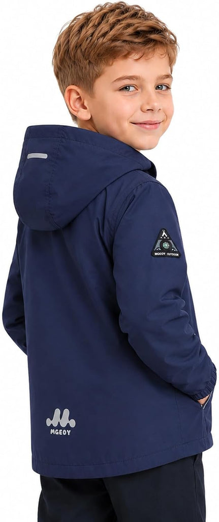 Boys Girls Rain Jacket Lightweight Waterproof Hooded Mesh Lined Raincoat Windbreakers for Kids