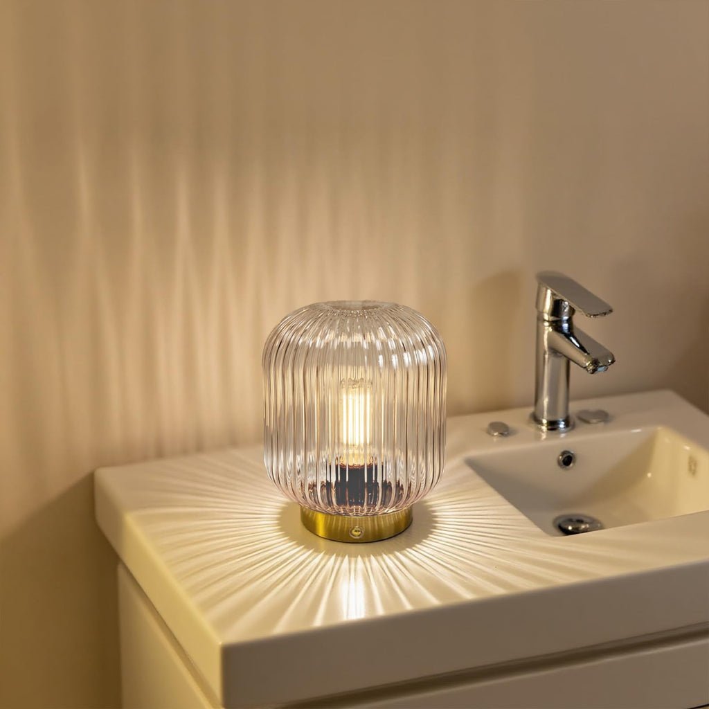 Rechargeable Table Lamp, Cordless Lamp with Memory Function, Clear