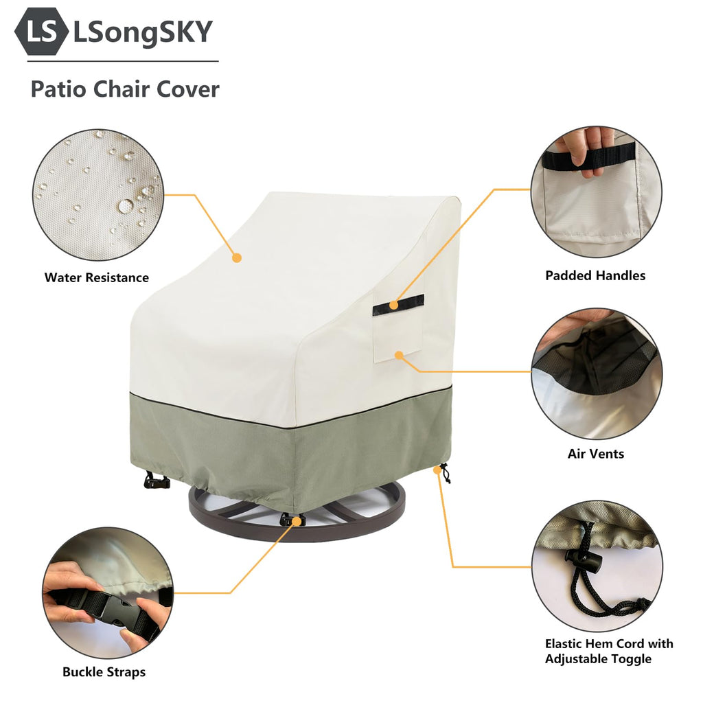 Outdoor Swivel Chair Covers 2 Pack, 100% Waterproof Heavy Duty Outdoor Chair Covers, (33 W x 35 D x 38.5 H inches)