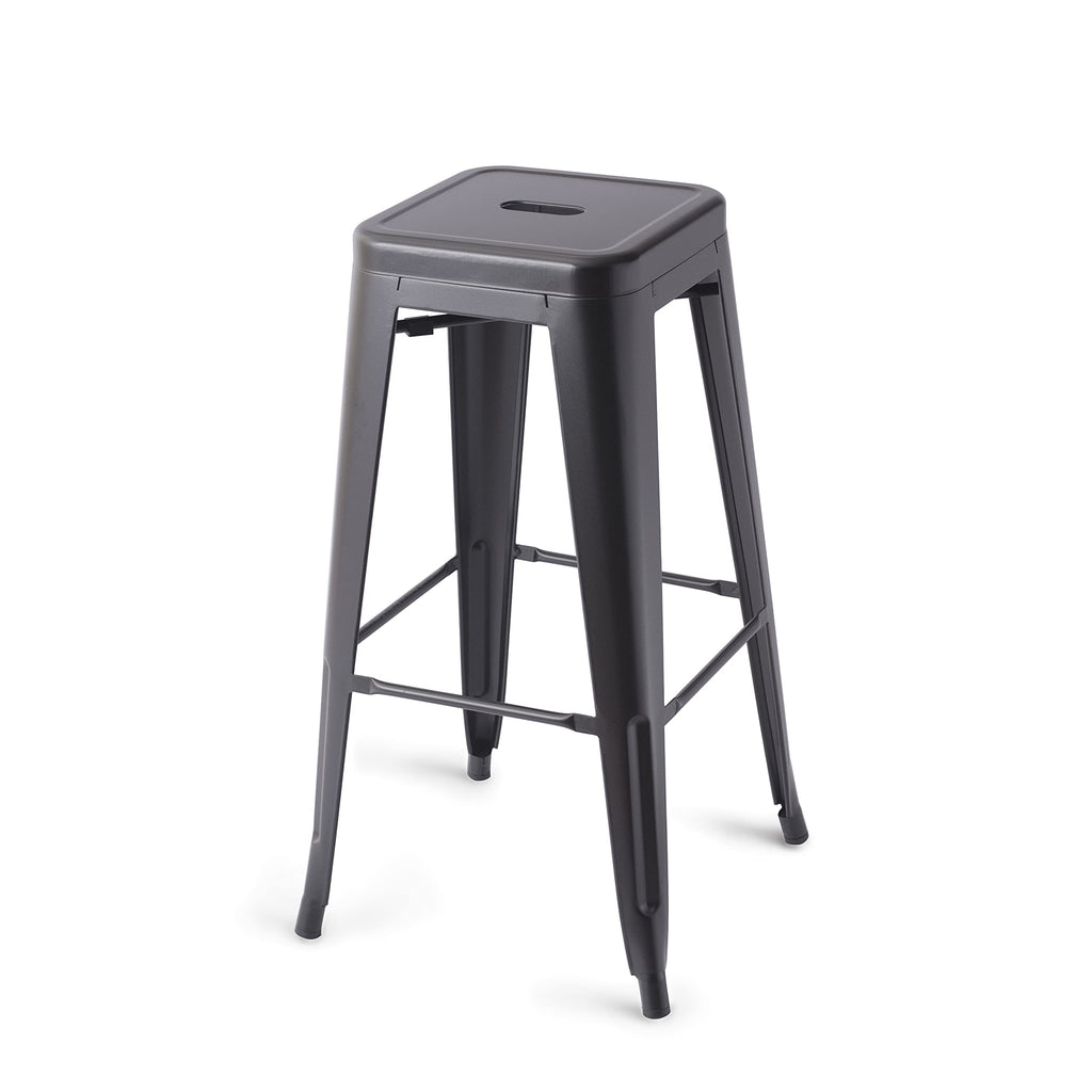Sturdy Metal Bar Stools, 30-Inch, Black, Set of 4