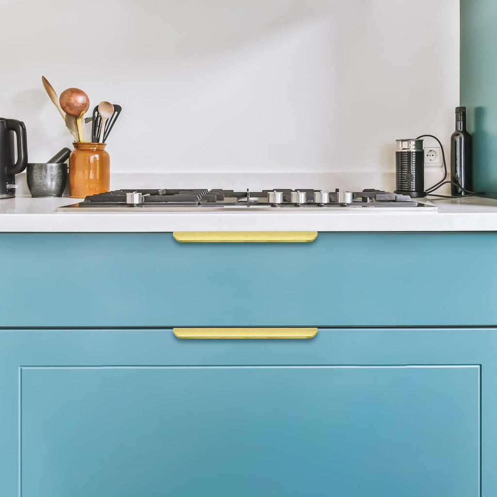 Gold Cabinet Handles Finger Edge Pulls 7.8 Inch CC 20 Pack