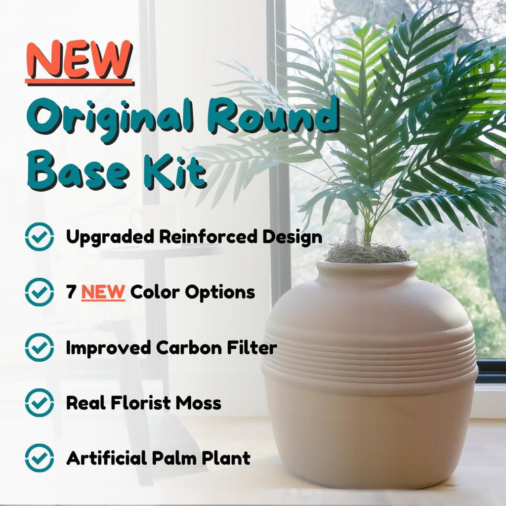 Hidden Litter Box Planter, Decorative Cat Litter Enclosure with Carbon Filter, Artificial Palm Plant