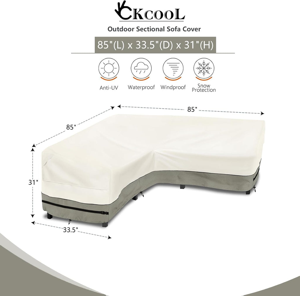 Outdoor Sectional Cover,V Shaped Patio Furniture Covers for 5-Seater Outdoor Sectional Furniture Couch 85"(85''L) x