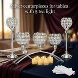 Silver Crystal Candle Holders, Decorative Arch Candelabra Centerpieces for Tables, 3-Arm Candlesticks Holder and 2
