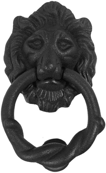 Cast Iron Lion Door Knocker Black Finish 6.25" Front Entry Hardware