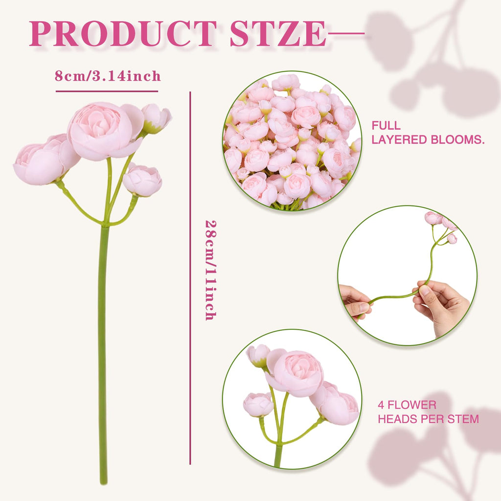 White Ranaculas Roses 32Pcs Light Pink Ranunculus Artificial Flowers | Casa Home Living