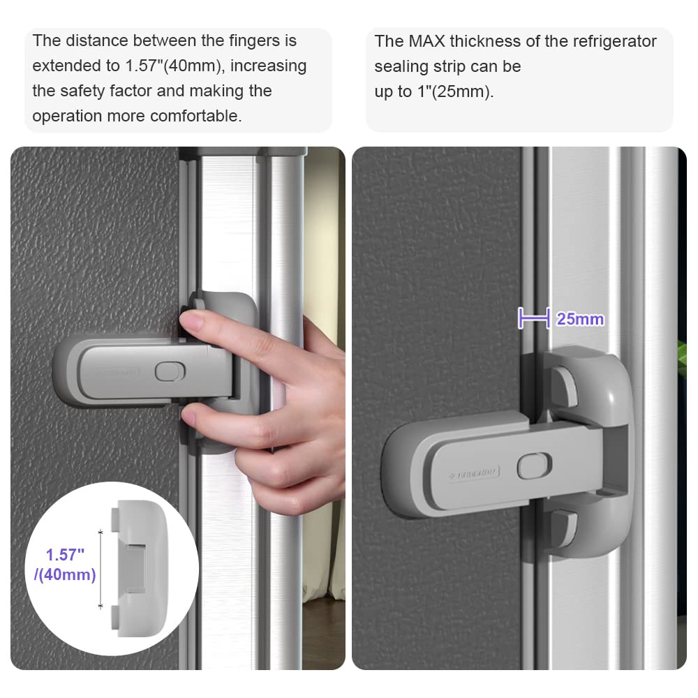 Mom's Choice Gold Awards Winner - 1 Pack Updated Child Proof Refrigerator/Fridge/Freezer Door Lock Apply to Max