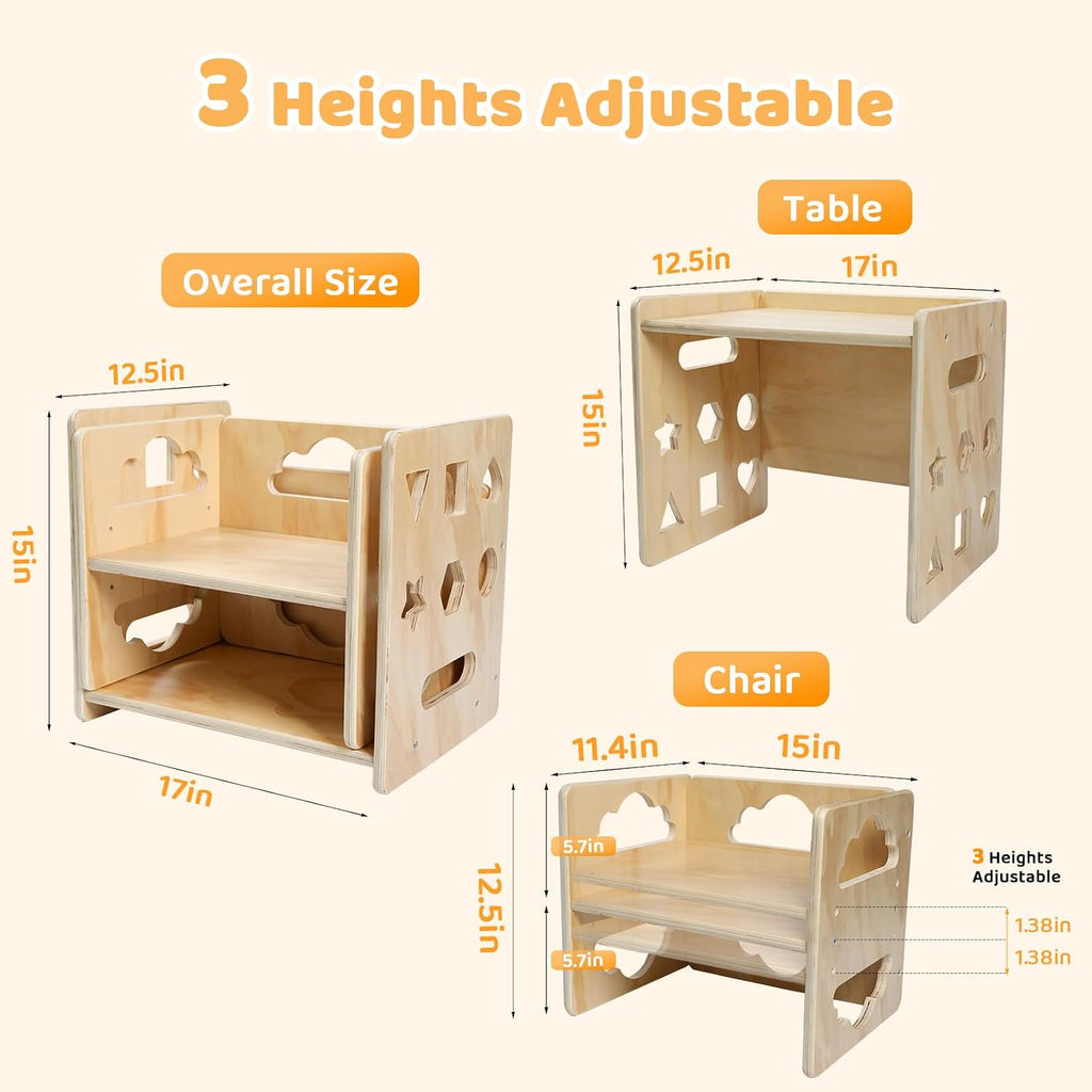 Table and Chair Set, Toddler Table and Chair Set, for 1-3 Kids