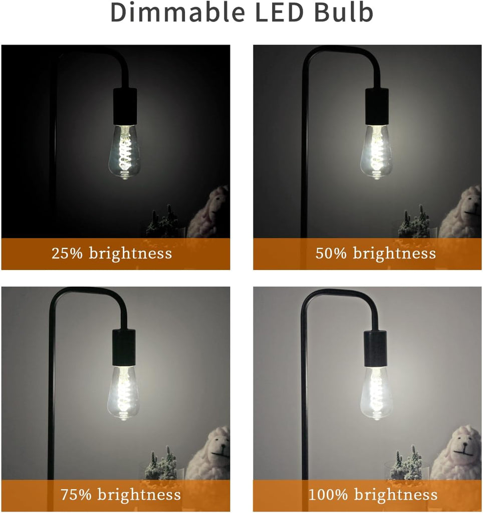 6 PCS ST58 Dimmable Spiral Vintage E26 LED Bulb 60 Watt LED Edison Bulbs