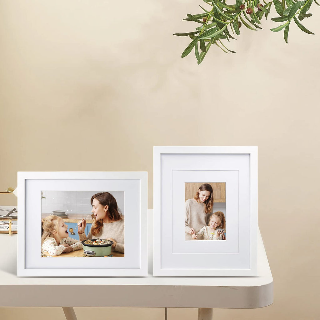 11x14 Picture Frame White - Photo Frame Made of Solid Wood Covered by Plexiglass for Table Top Display Pictures