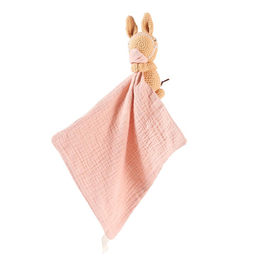 Hand-Knit Crochet Animal Security Blanket | Organic Cotton Baby Security Blanket Horse & Comforter Lovey | Soft