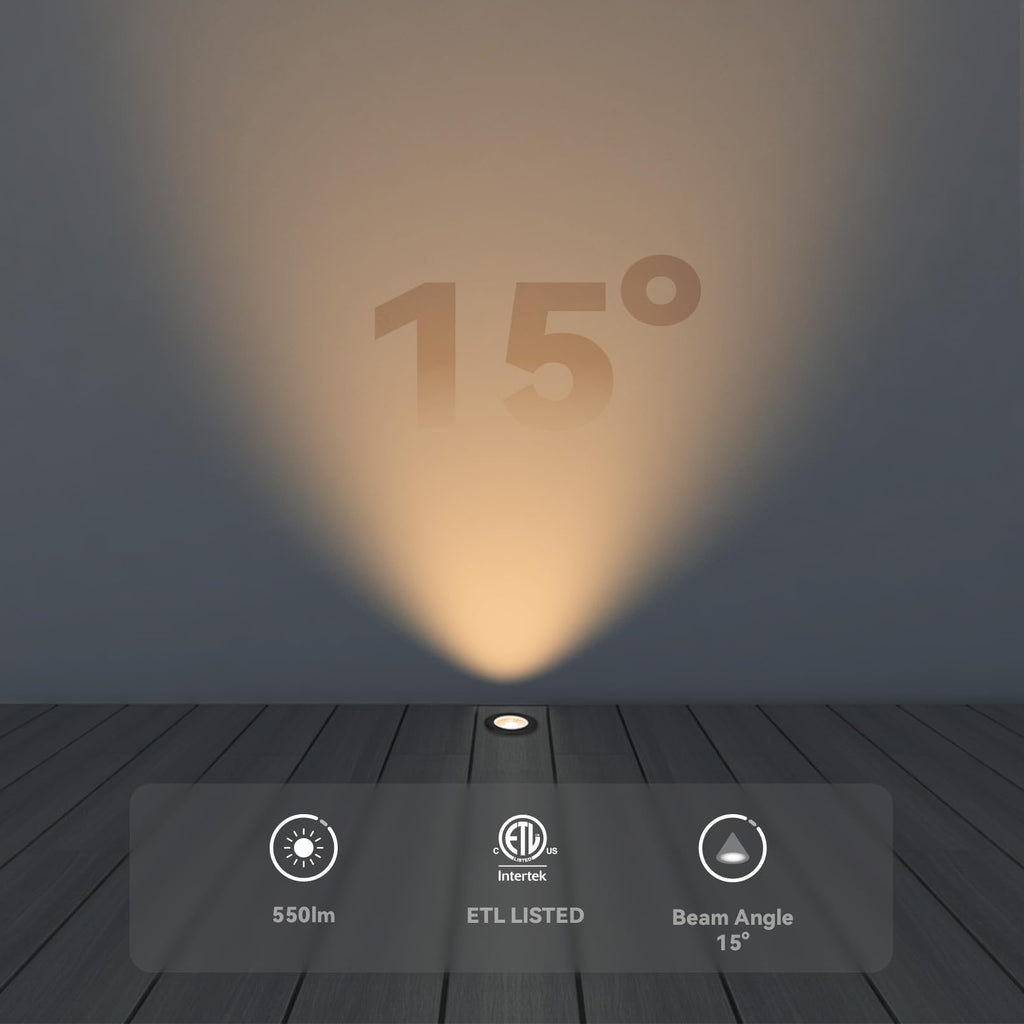 7W 5CCT Well Lights In Ground Outdoor, Black